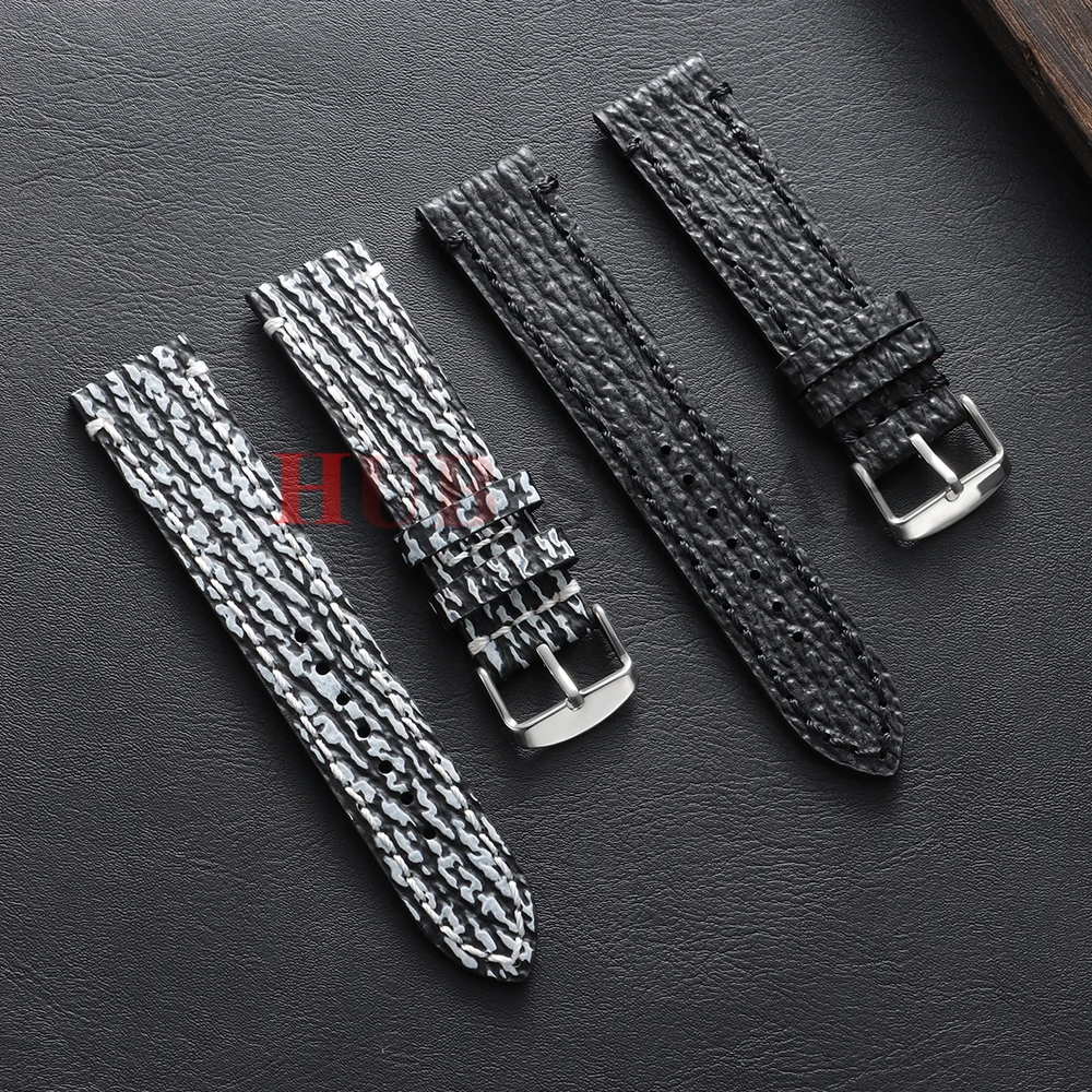 18/19/20/21/22/23/24mm Geprägtes Schlangen- und Haifischhautmuster Handgefertigtes Leder-Uhrenarmband Vintage Rindsleder Herren-Armband – Detail 11