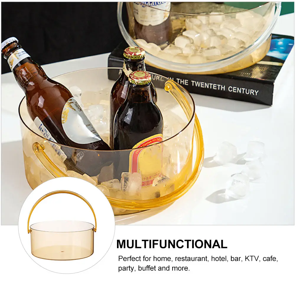 

1Pcs Transparent Pet Beer Ice Bucket Portable for Parties Bars Ktv Home Clear Cooling Storage Portable Ice Bucket