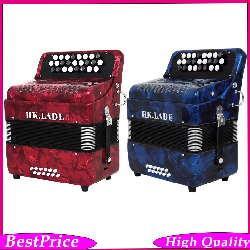HK-LADE Accordion Red /Blue 25 Keys 12 Bass Keys Professional Bayan Accordion for Band Professionals Performances Playing