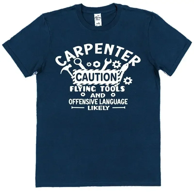 Carpenter Caution Flying Tools Language Funny T Shirt For Joiner Builder