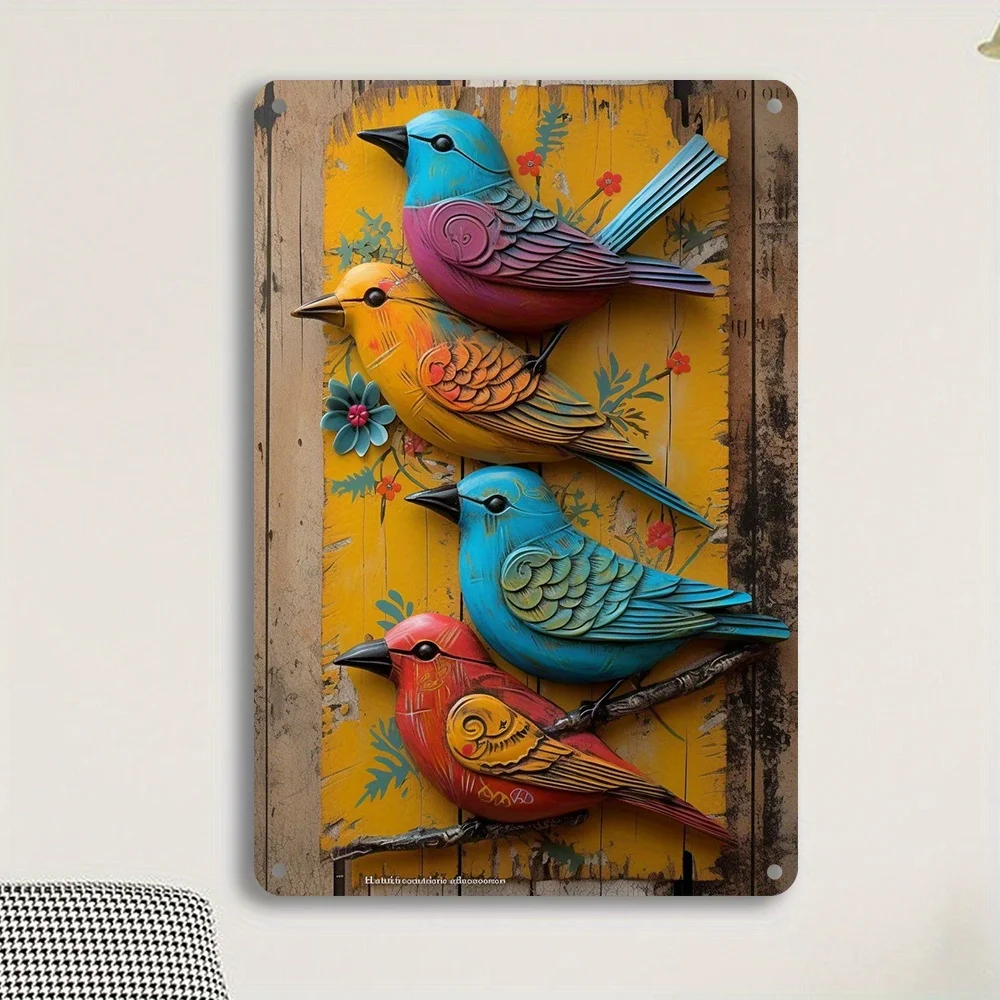 Estilo vintage aquarela pássaros metal arte da parede artesanato de ferro reutilizável pendurado decoração adequado para casa e jardim presentes ideais