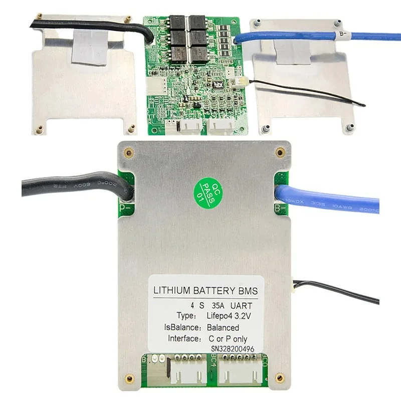 JIABAIDA-bateria de lítio esperta BMS, 12V, LiFePo4, 3S, Li-íon, 20A, 30A, 35A, corrente, JBD, BMS, BT, UART, equilíbrio RS485