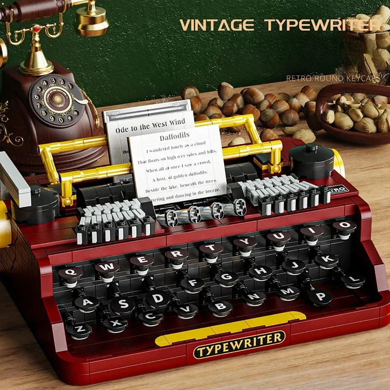 

Retro typewriter building blocks assembly set creative simulation collection ornaments building blocks adult kid gift, 1160PCS