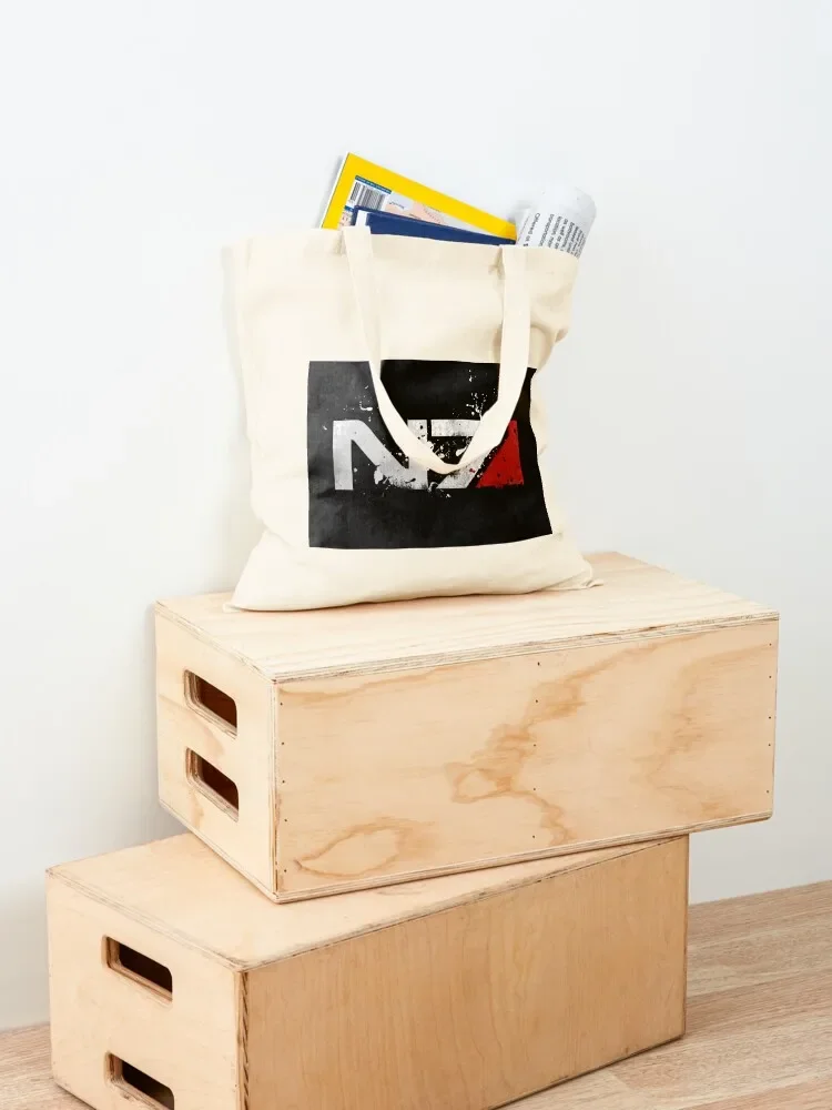 Mass Effect Distressed N7 Tote Bag shopper bag woman ecological bags Customizable tote bag Fabric