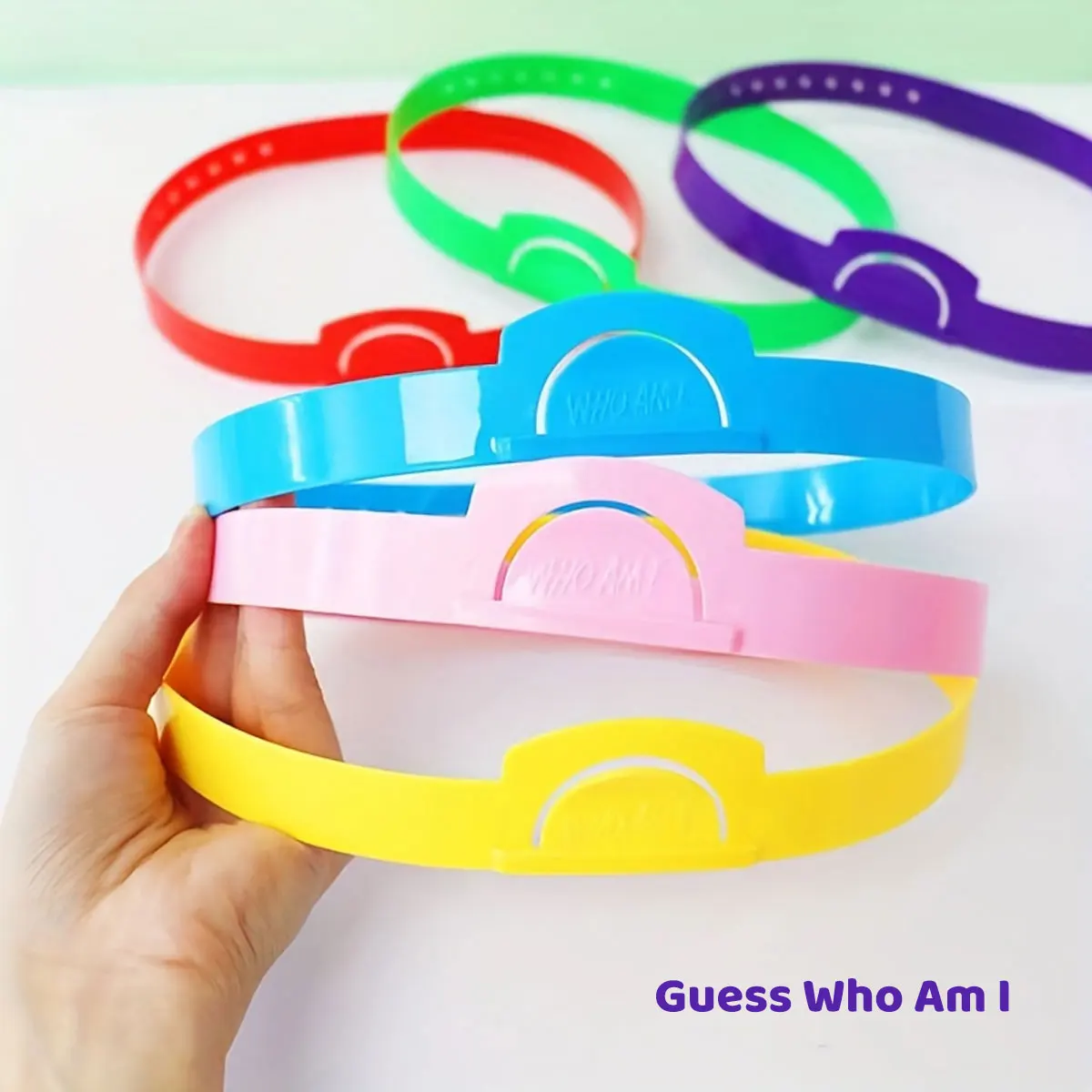 

6-цветная регулируемая повязка на голову с вставкой для карточек «Игра Guess Who Am I», регулируемая повязка на голову, подходит для классной комнаты, игры для вечеринок, обучающих инструментов