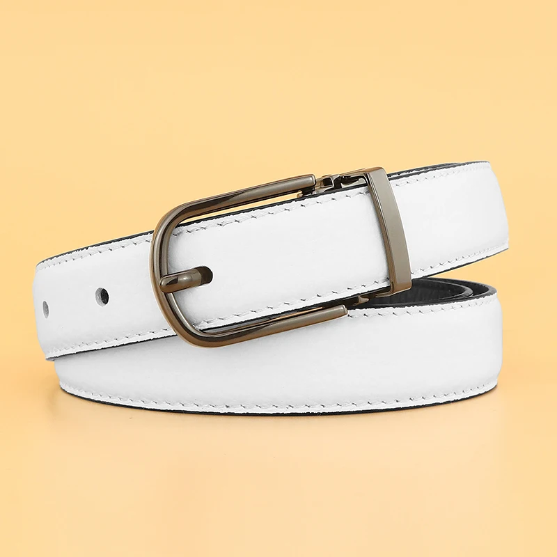 

Luxury high quality pin buckle belts women 2.3cm fine genuine leather luxury famous brand lady white cowboy waist strap WB56