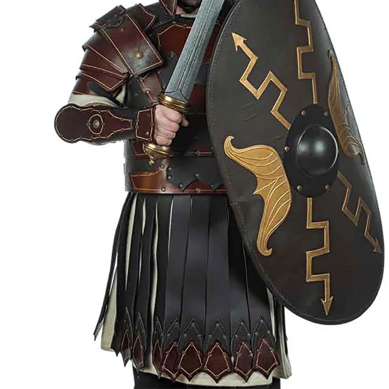 Medieval Ancient Greek Roman Legion Gladiator PU Leather Cuirass Shoulder Chest Armor Viking Knight Warrior LARP Cosplay Costume