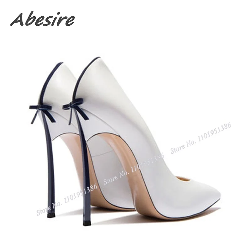 Abesire bicchiere da vino tacco Bow Knot Decor décolleté per donna tacco in metallo sandali con tacco a spillo poco profondo Novel Wedding