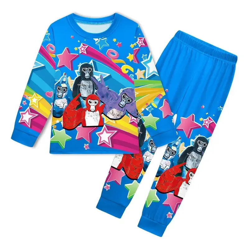 أنيمي تأثيري مضحك الغوريلا العلامة VR ألعاب زي للأطفال GorillaTag بيجامة مطبوعة المراهقين تي شيرت السراويل مجموعات هدية عيد ميلاد 72th