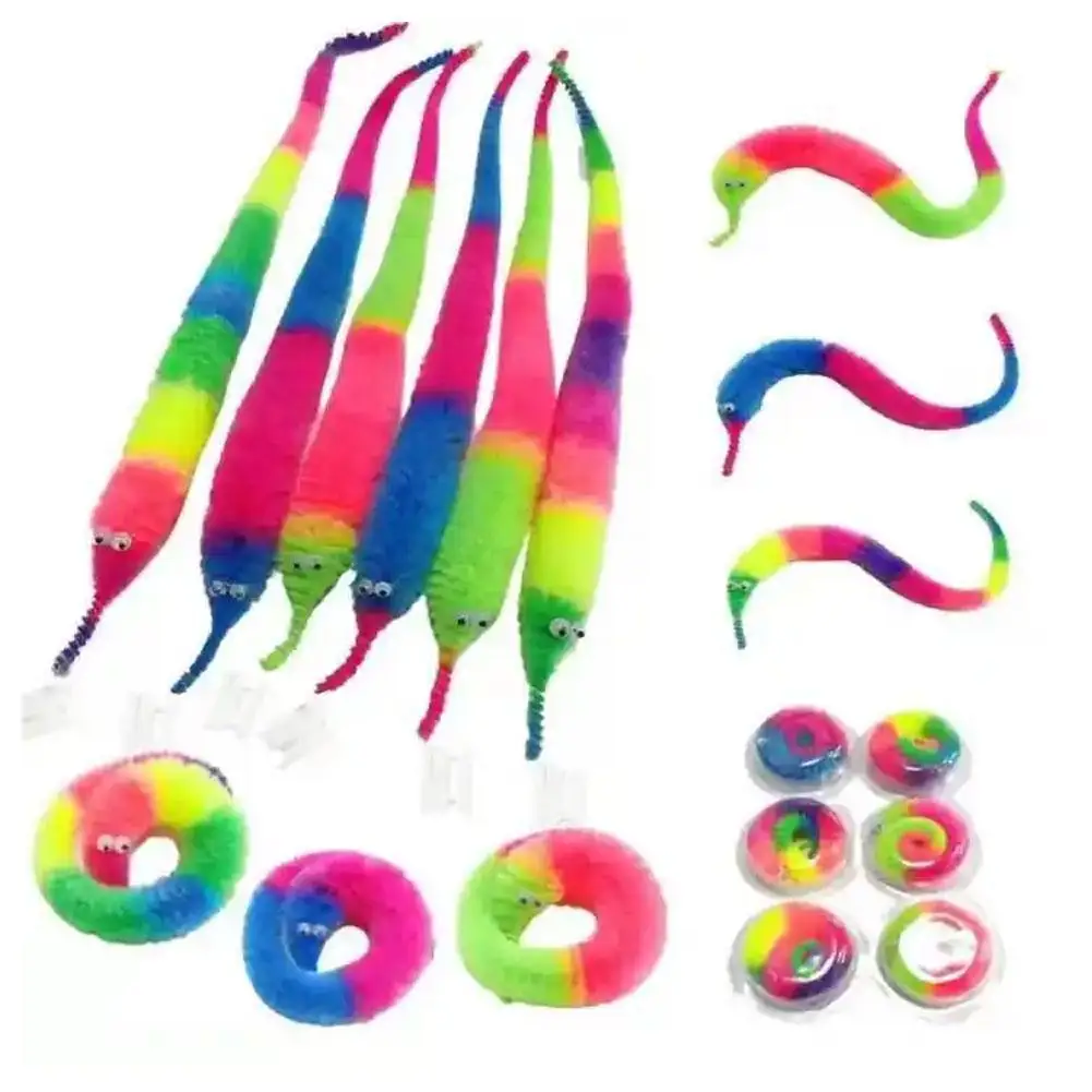 10pcs Funny Worm Magic Props Toys For Children Beginners Wiggly Twisty Worm With Invisible String Party Games Favors Trick Toys