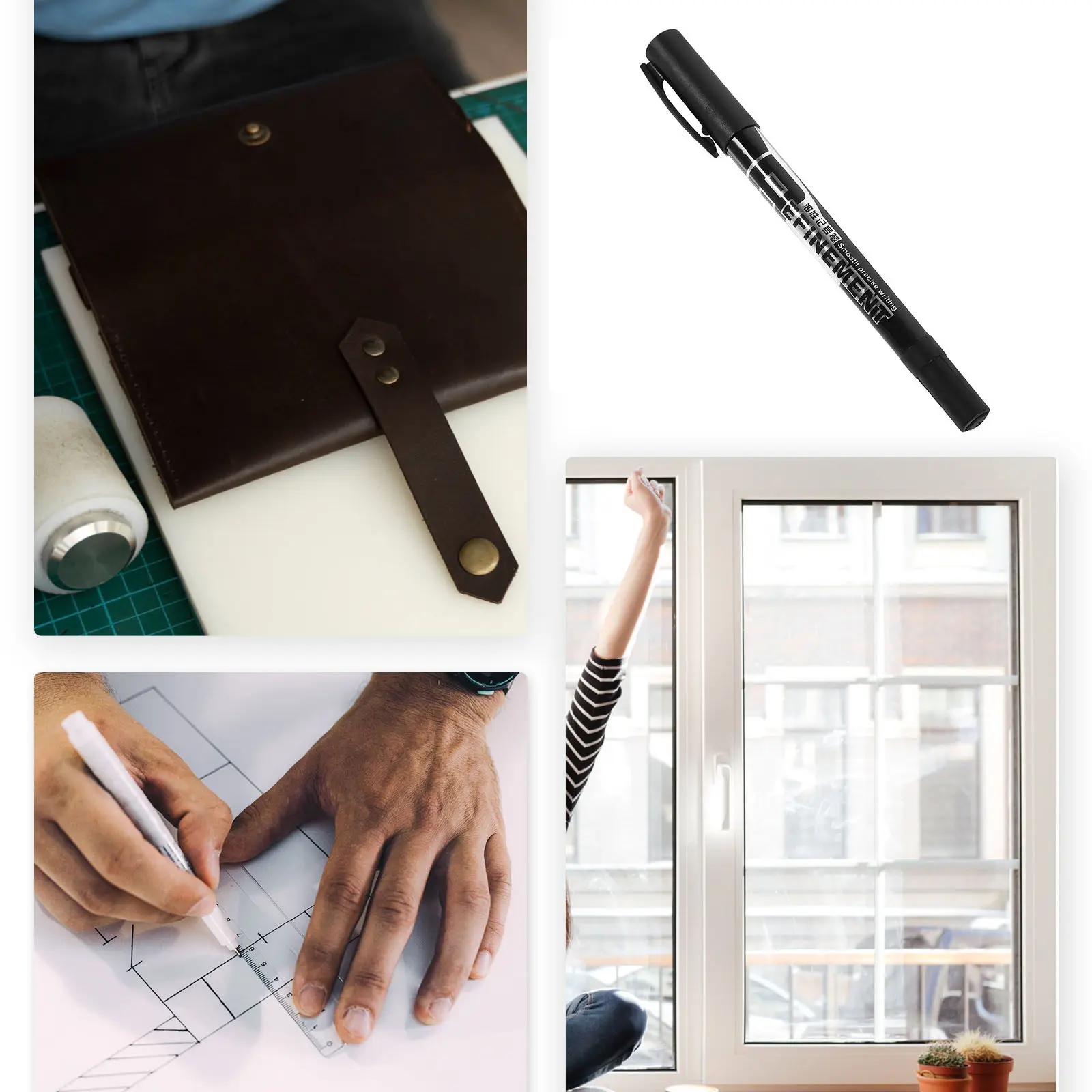 

Double-Tip Portable Marking Pen Black Ink Quick-Dry Permanent Writing Marker Works on Glass Metal Plastic Office School