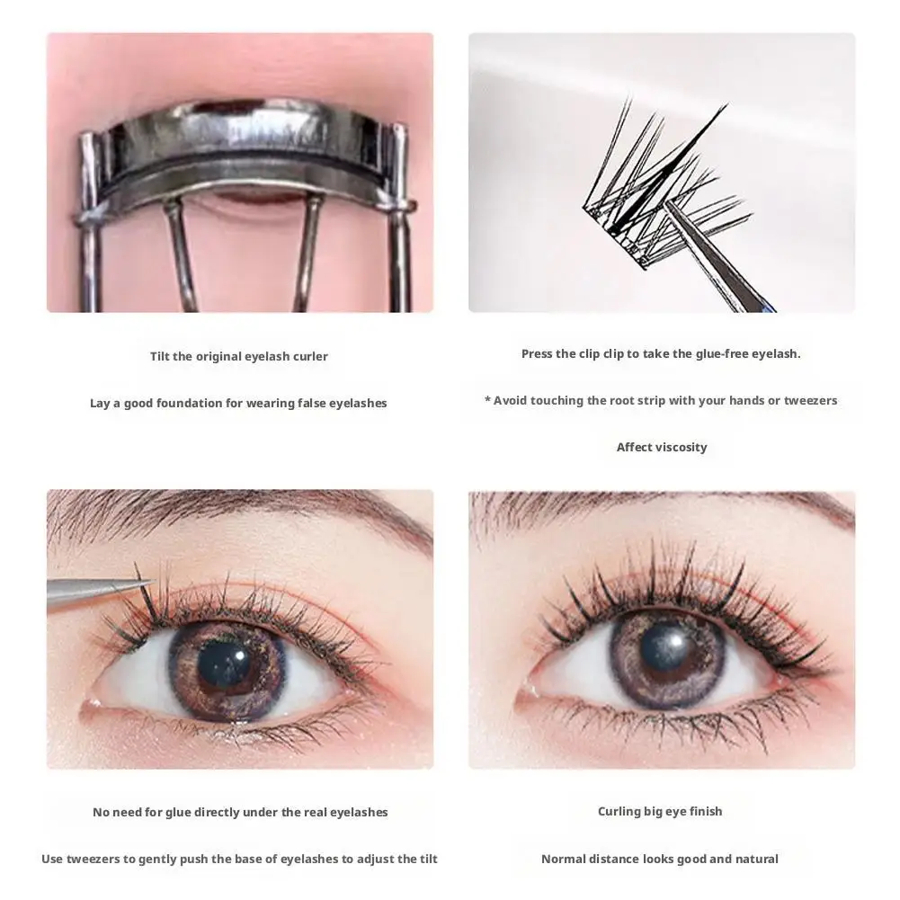 False Eyelashes Glue-free Sunflower Style Lazy-friendly Natural Dense Reusable  Segmente DIY Lashes Makeup Tool