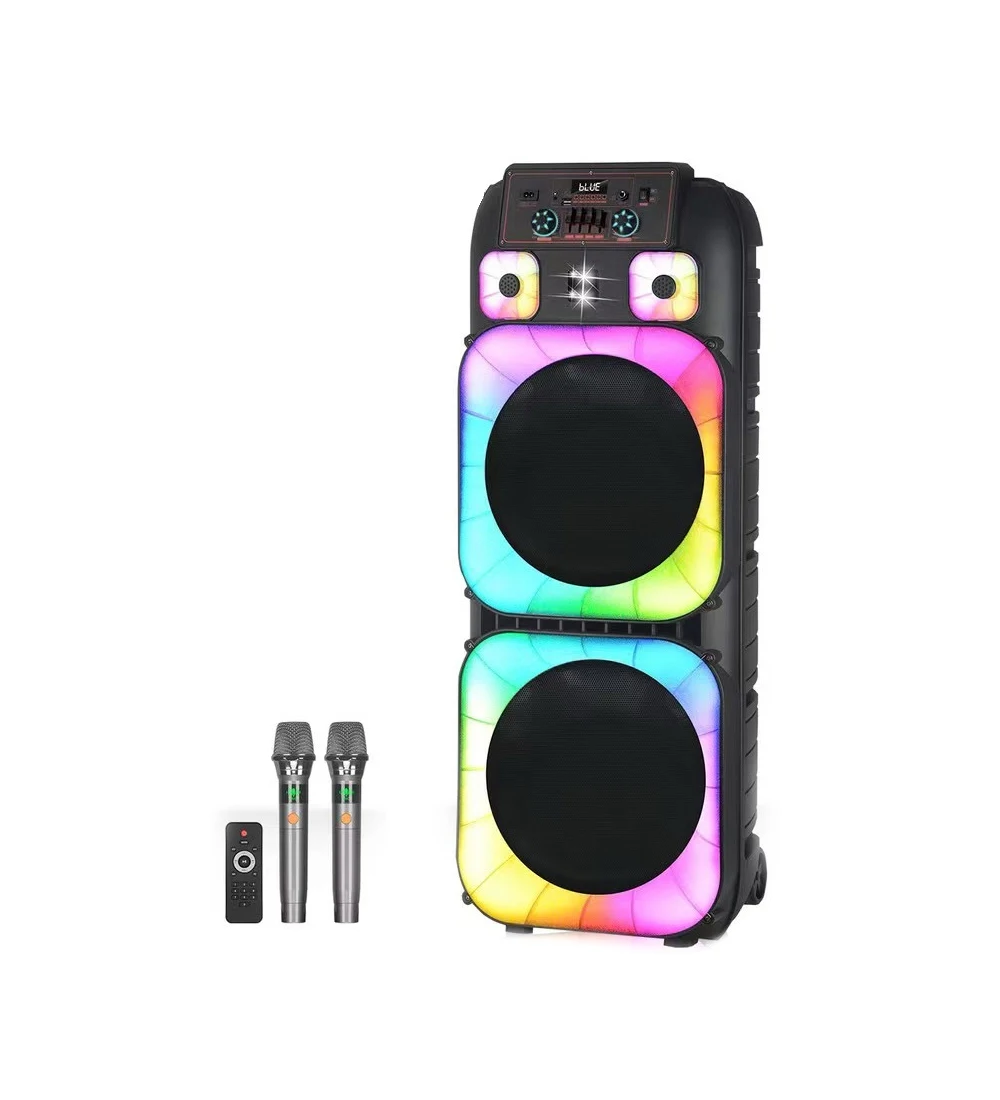 

Double 15inch Karaoke Speaker JBR-1515 RGB Trolly Speaker 60W 7200Mah Party Outdoor Speaker