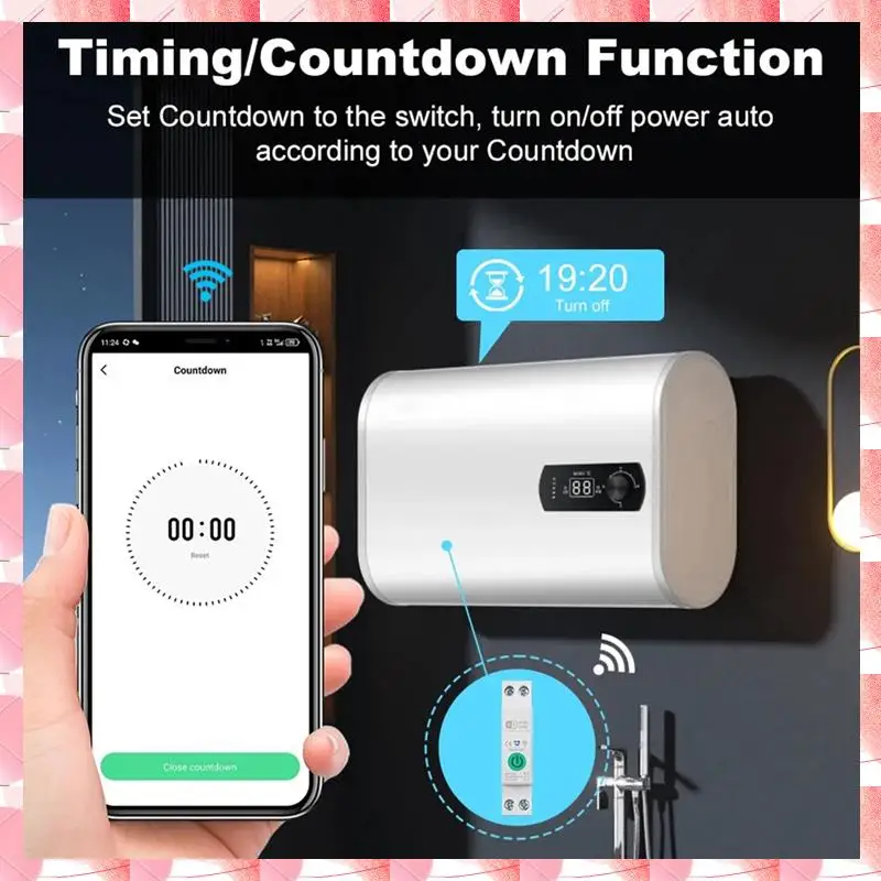 JAJA Circuit Breaker Din Rail Switch Timing Voice Mobile Phone Control 1-63A With Metering