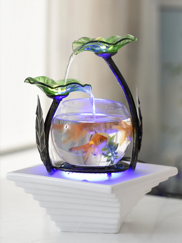 

Creative Gift for Porcelain Fountain Desktop Humidifier in Living Room Fish Tank, Flowing Water TV Cabinet, Decoration