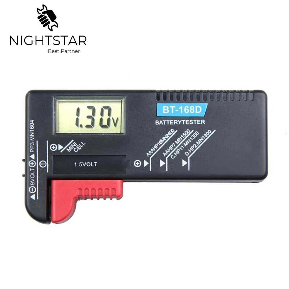 BT-168D Portable Digital Battery Tester Black Digital Battery Power Measuring Instrument The Function Battery Tester