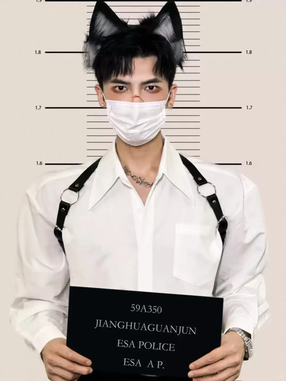 Peludo pele sintética orelhas de gato bandana e cauda de raposa conjunto couro pescoço chocker masculino feminino animal cosplay traje adereços anime acessórios