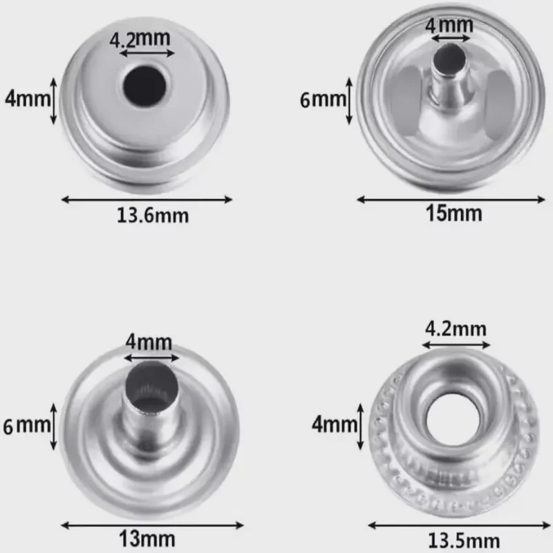 100pcs 15mm Snap Kit - 25 Sets Marine Grade Snap Fastener Stainless Steel Snap Buttons for Boat Cover,Sewing Leather ,Canvas