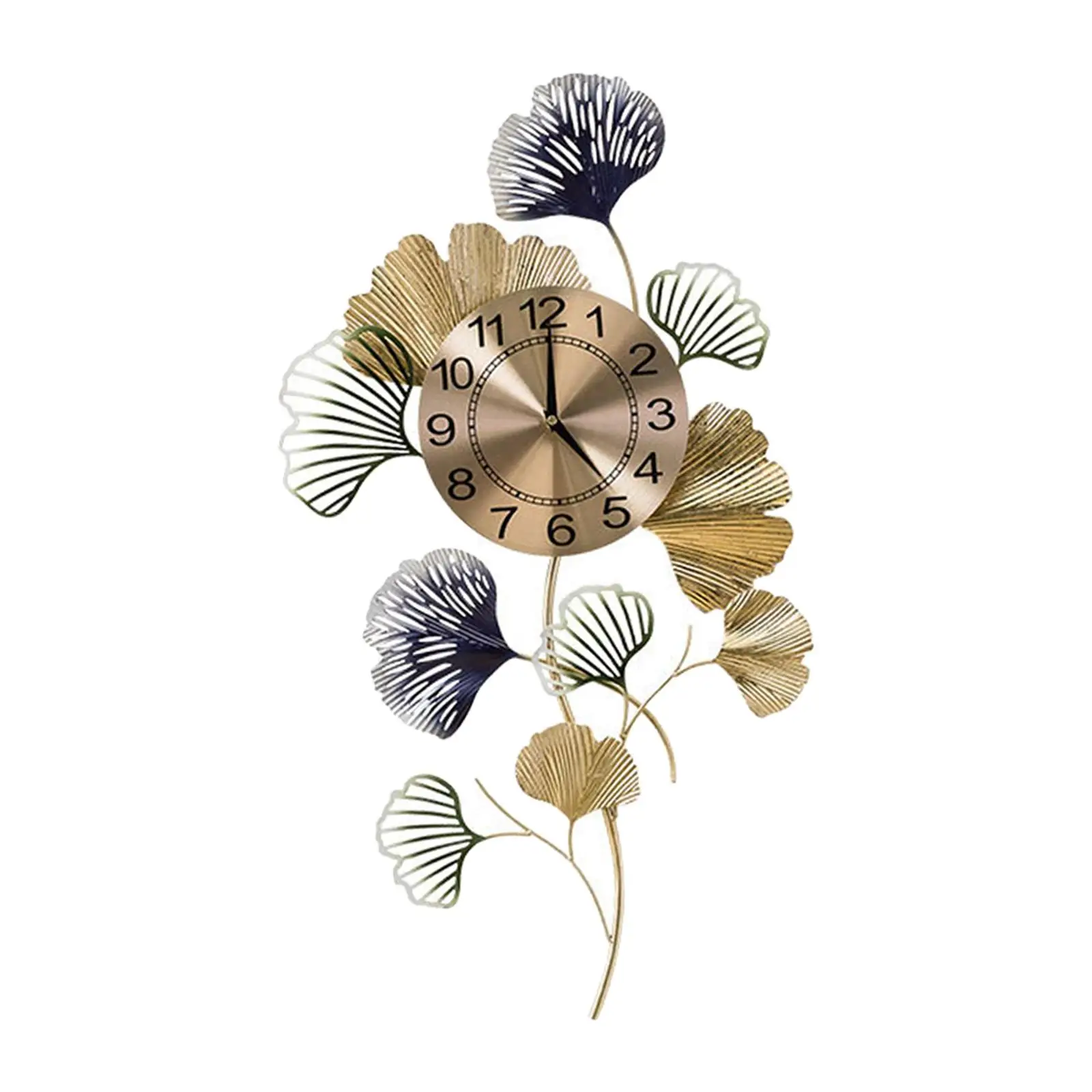 Iron Crafts Wall Watch Clock Non Ticking Ornament Silent Leaves Decorative Home Hanging Wall Clocks for Hotel Hallway Bathroom
