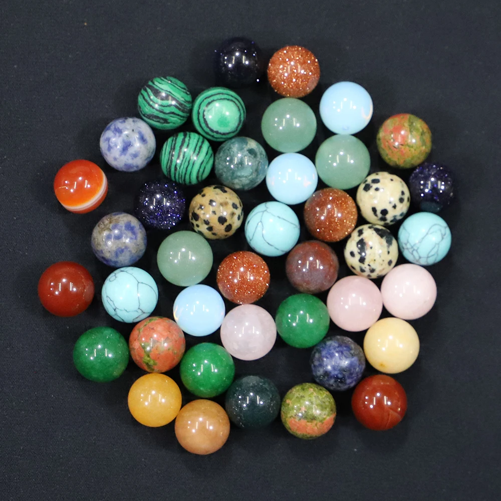 12mm Natural Non-porous Mini Color Crystal Beads Raw Stone Polished Ball Ornaments Gift DIY Jewelry Materials Wholesale 30Pc/Lot