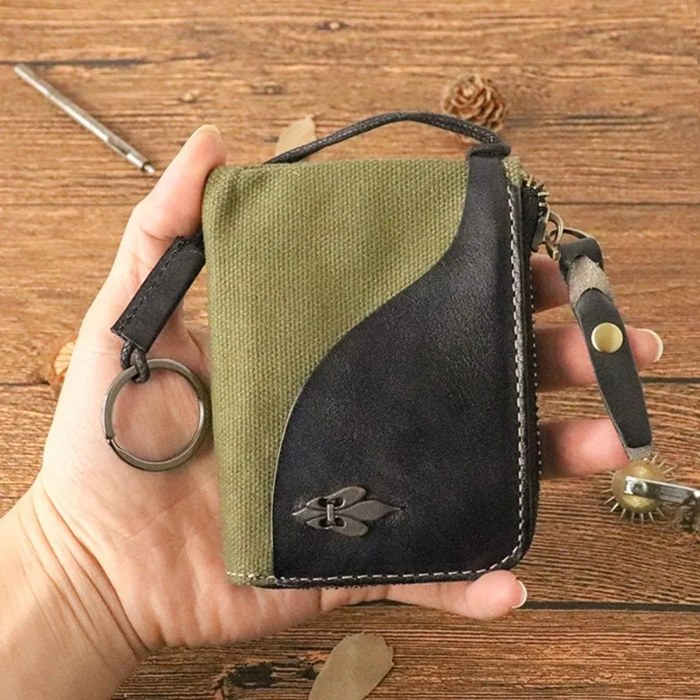 

Durable Vintage Key Storage Small Bag Stitching Fashionable Women's Leather Coin Purse Frog Shaped Zipper Car Key Bag Coin