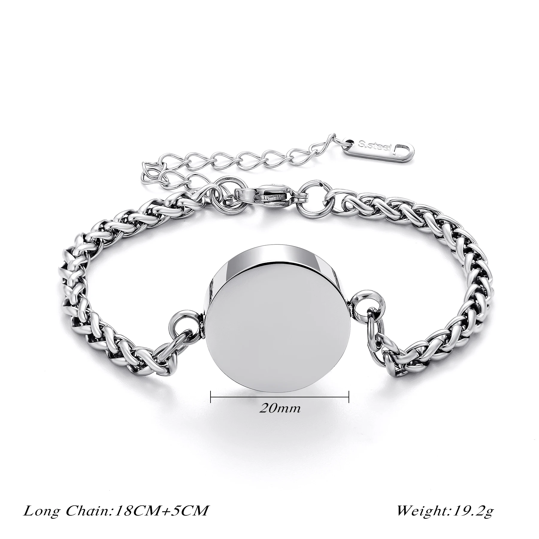 Maßgefertigtes Rundes Charm-Armband für Asche, Edelstahl-Erinnerungsstück für die Einäscherung, Gedenkarmreif für die Aufbewahrung von menschlicher oder tierischer Asche – Detail 3