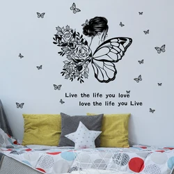 girls room decoration 3d inspirational butterfly wall sticker self adhesive encouraging wing wall decal for bedroom