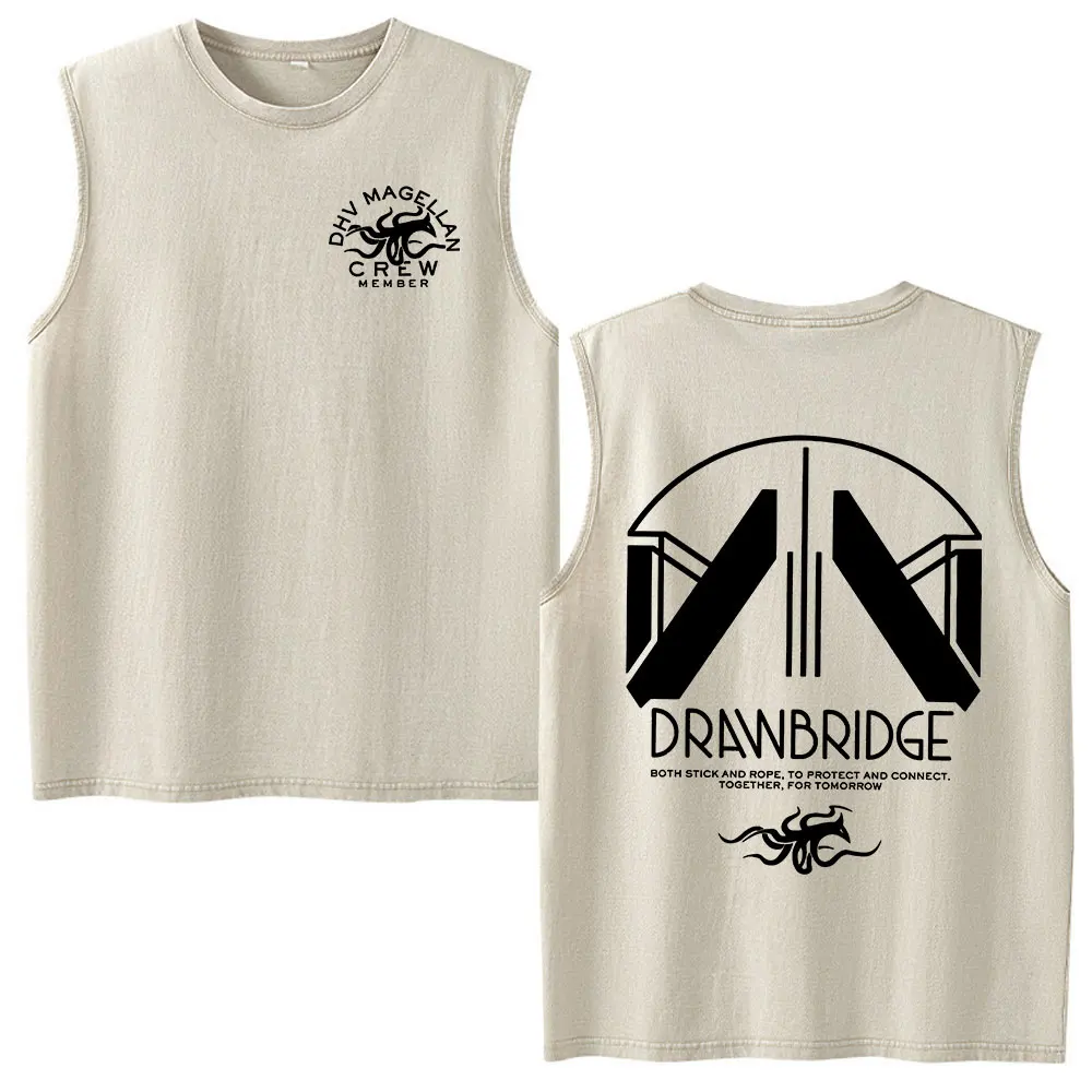 DHV MAGELLAN Crew Member Game DEATH STRANDING 2 on The Beach Vintage Washed Tank Tops Men Women Clothing Sleeveless Vest T-shirt