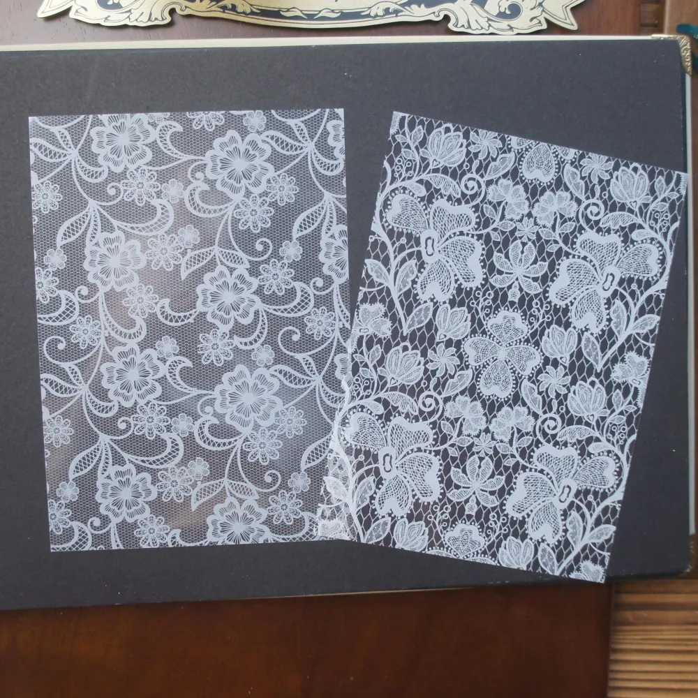 

5 Pcs White Lace Fabic Style PVC Transparent Sticker Scrapbooking DIY Gift Decoration Tag