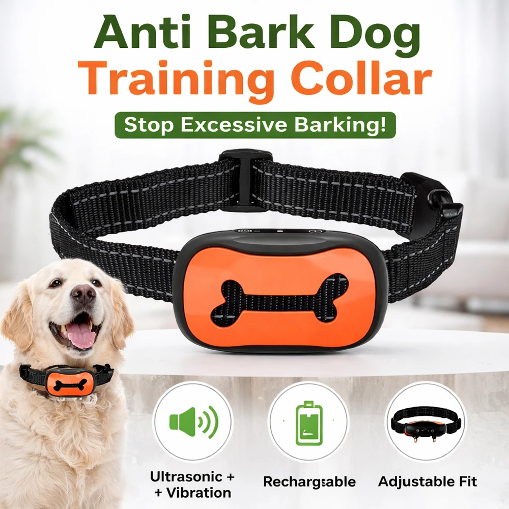 Intelligent Ultrasonic Dog Bark Stop Collar - USB Rechargeable Vibration Dog Training Device, Anti Barking