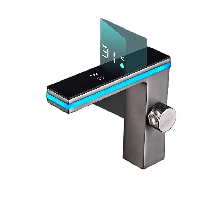 

Intelligent Digital Display LED Ambient Light Bathroom Faucet Single-Hole Vanity Basin Cold Hot Water Washbasin Vanity Basin