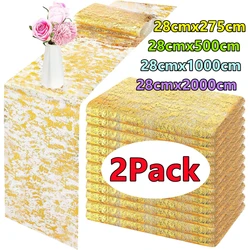 New 2/1Pack Sparkle Table Runners Gold/Silver Sequin Glitter Metallic Foil Thin Mesh Roll Party Birthday Wedding Christmas Decor