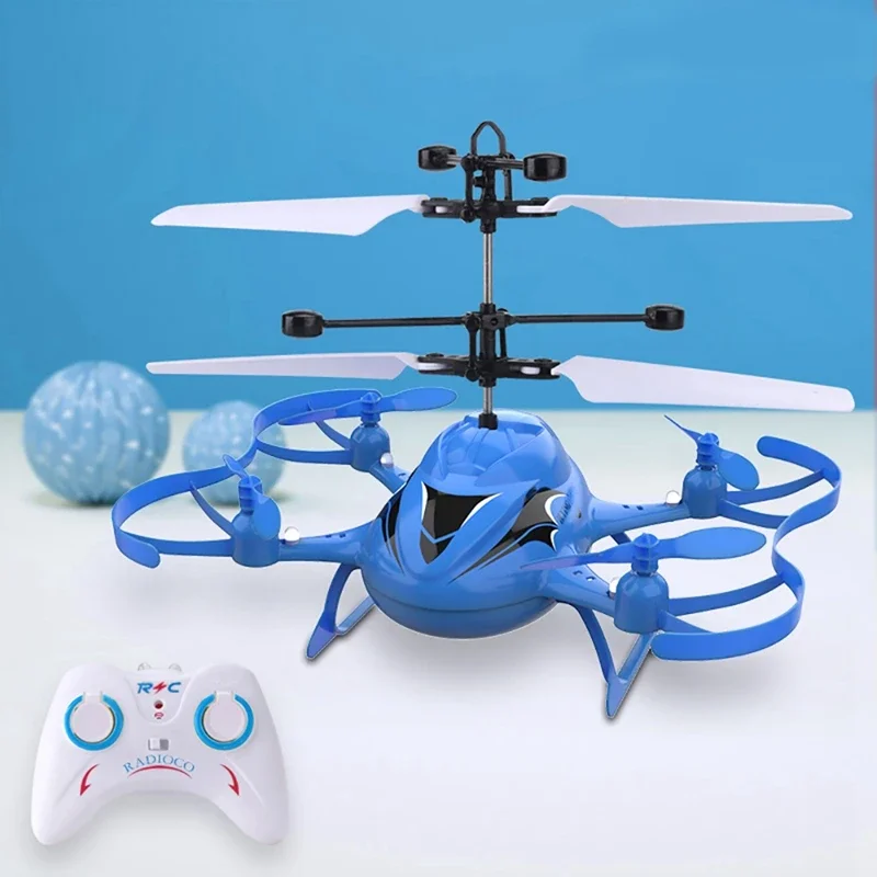 2024 new net red children's remote control dual induction aircraft colorful light gesture remote control four-axis aircraft