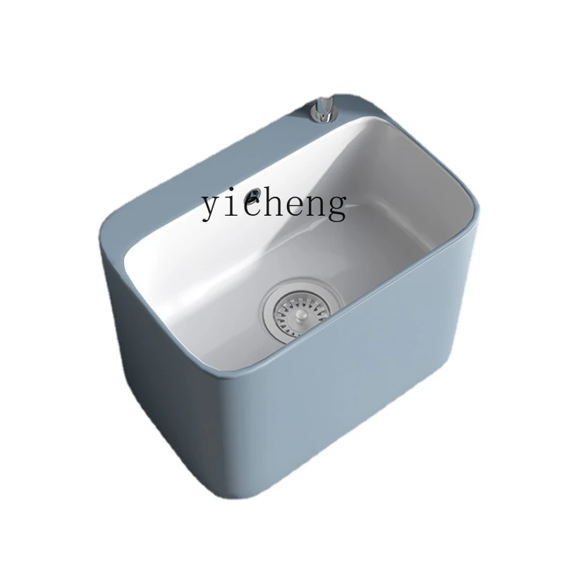 Tqh ไม้ถูพื้นสระไม้ถูพื้นอ่างล้างจานทำจากเซรามิกใช้ในครัวเรือนสีเทาคลาสสิก