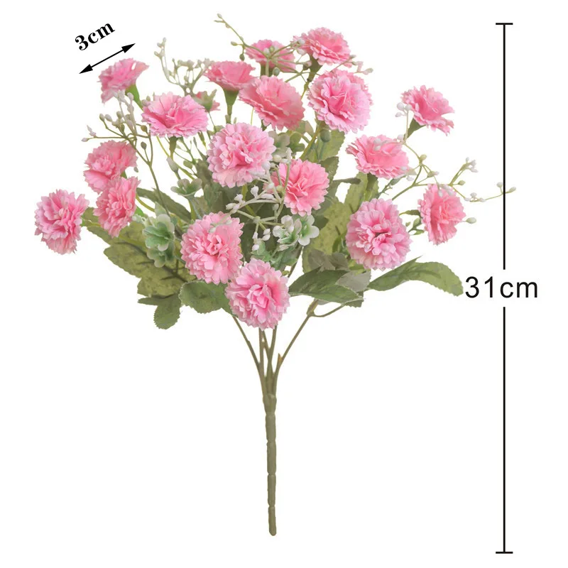 Cheap 20 flower heads 1 bunch artificial European rose small lilac carnation simulation flower wholesale home photography weddin