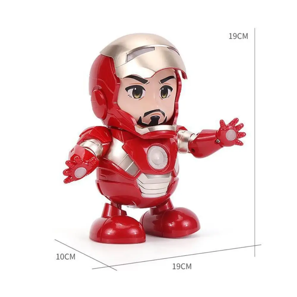 Marvel Iron Man Kawaii Music Dance Robot Model Action Anime Figure Spiderman Luminous Interactive Toy Children\'s Christmas Gifts