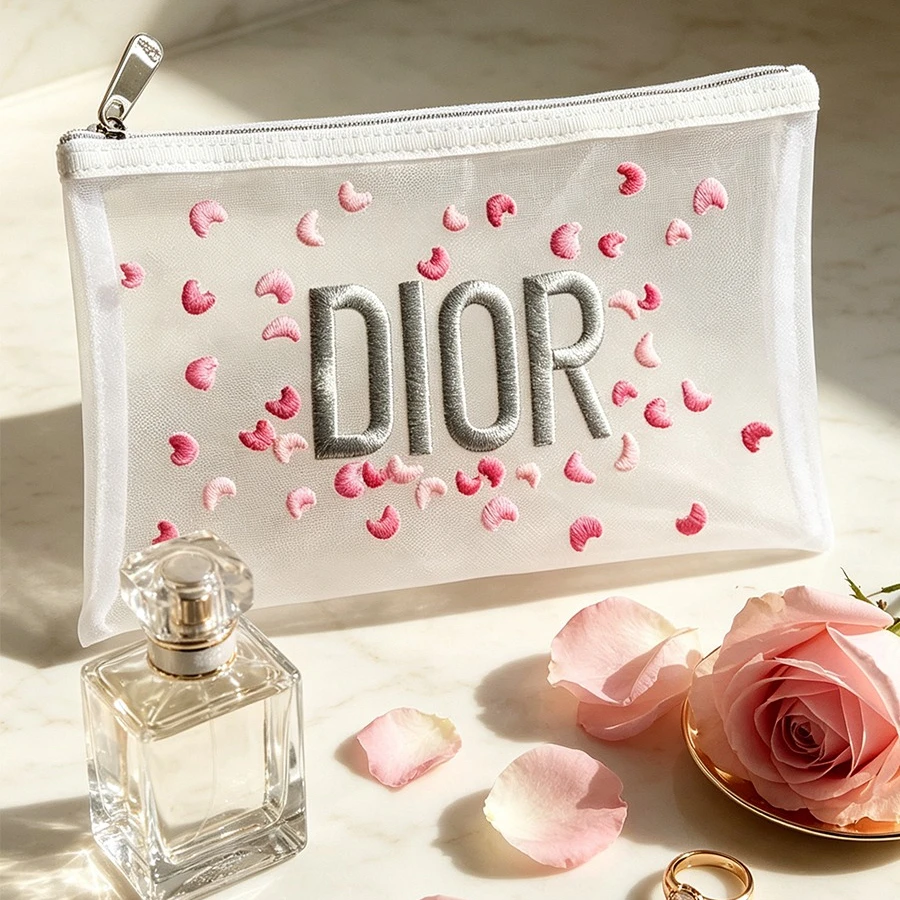 Christian Dior bag Limited Edition White Gold Embroidery Makeup Bag Large Capacity Travel Wash Bag Luxury Holiday Gift For Women view 5