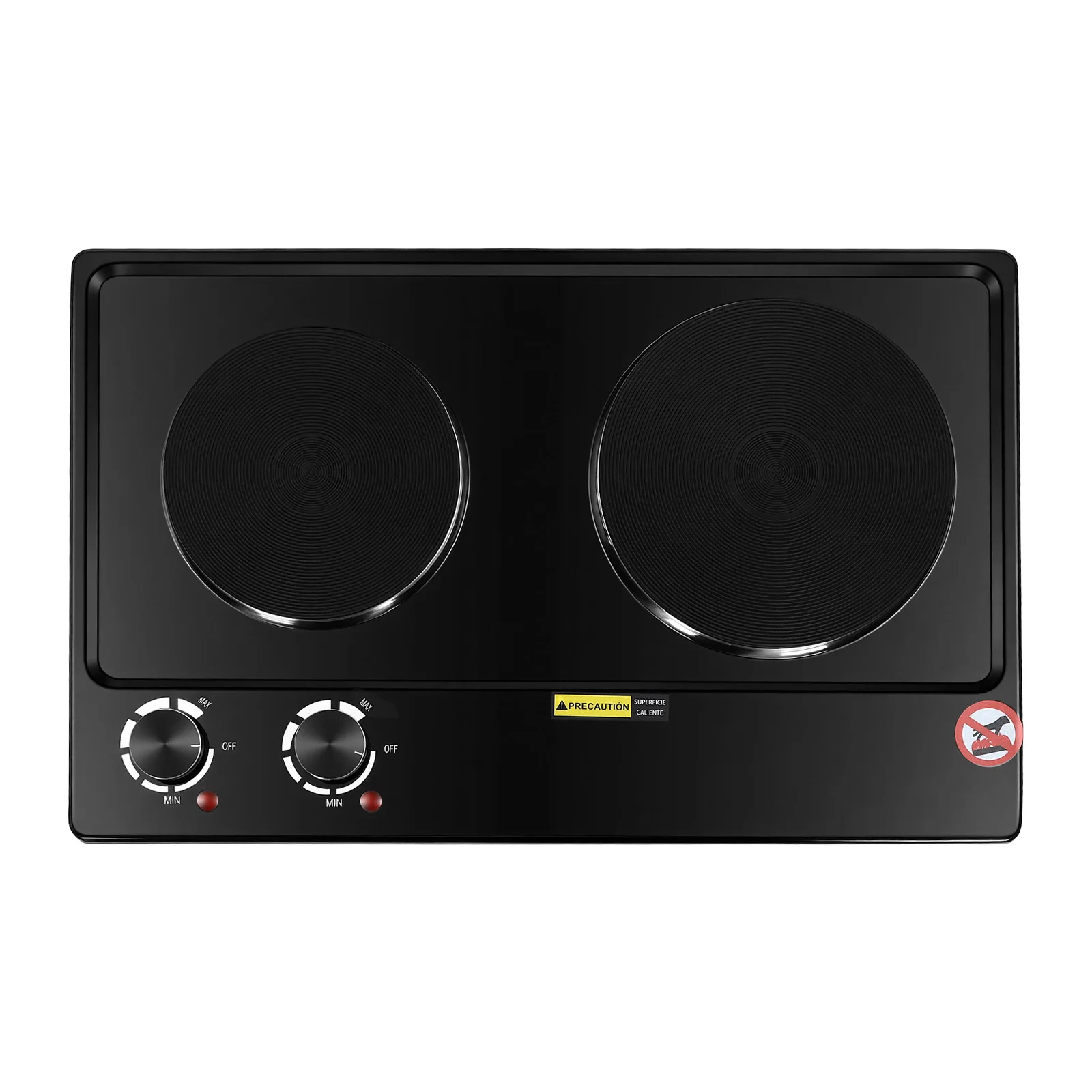 2500W Doppelbrenner Elektroherd Elektrisches Kochfeld mit 2 Platten Einstellbare Heizleistung 220-240V zum Kochen von Speisen - schwarz