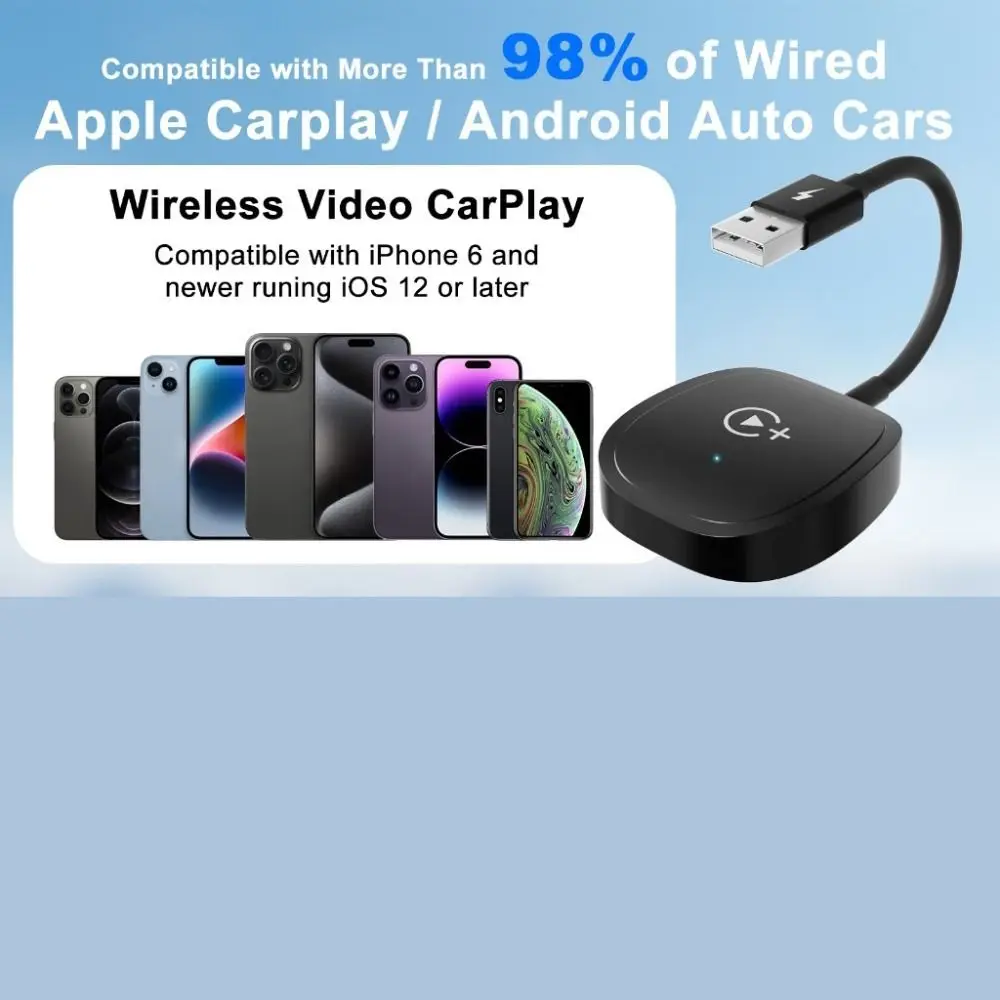 تحويل المصنع السلكي اللاسلكي لـ CarPlay Dongle مع Netflix/YouTube HDMI Wireless لـ CarPlay Dongle مثبت على السيارة باللون الأسود