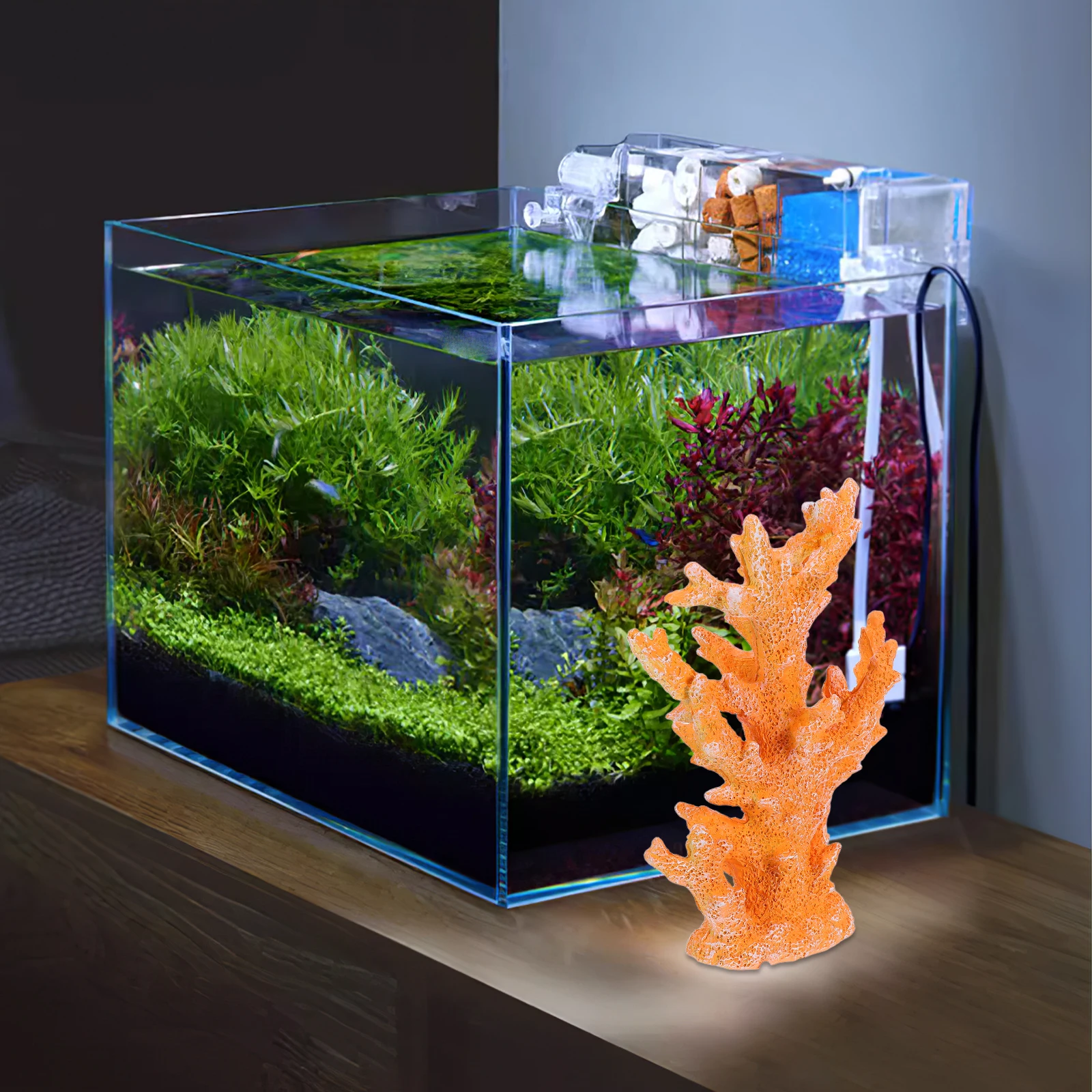 

Artificial Coral Reef Ornament - Vibrant Resin Underwater Sculpture for Fish Tank Coastal Home Office Decor