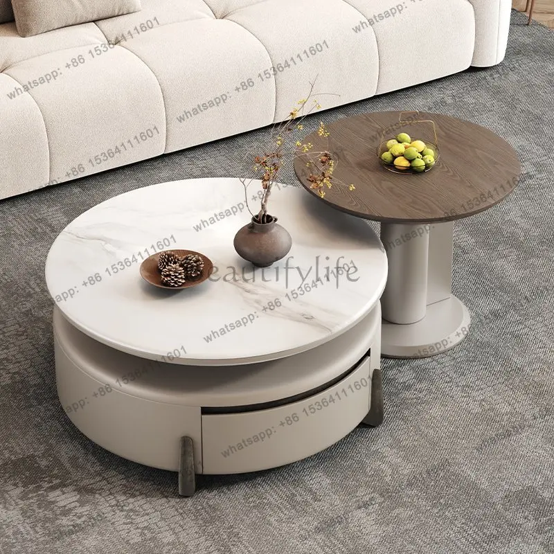 

Italian minimalist matte technology stone coffee table combination small apartment household