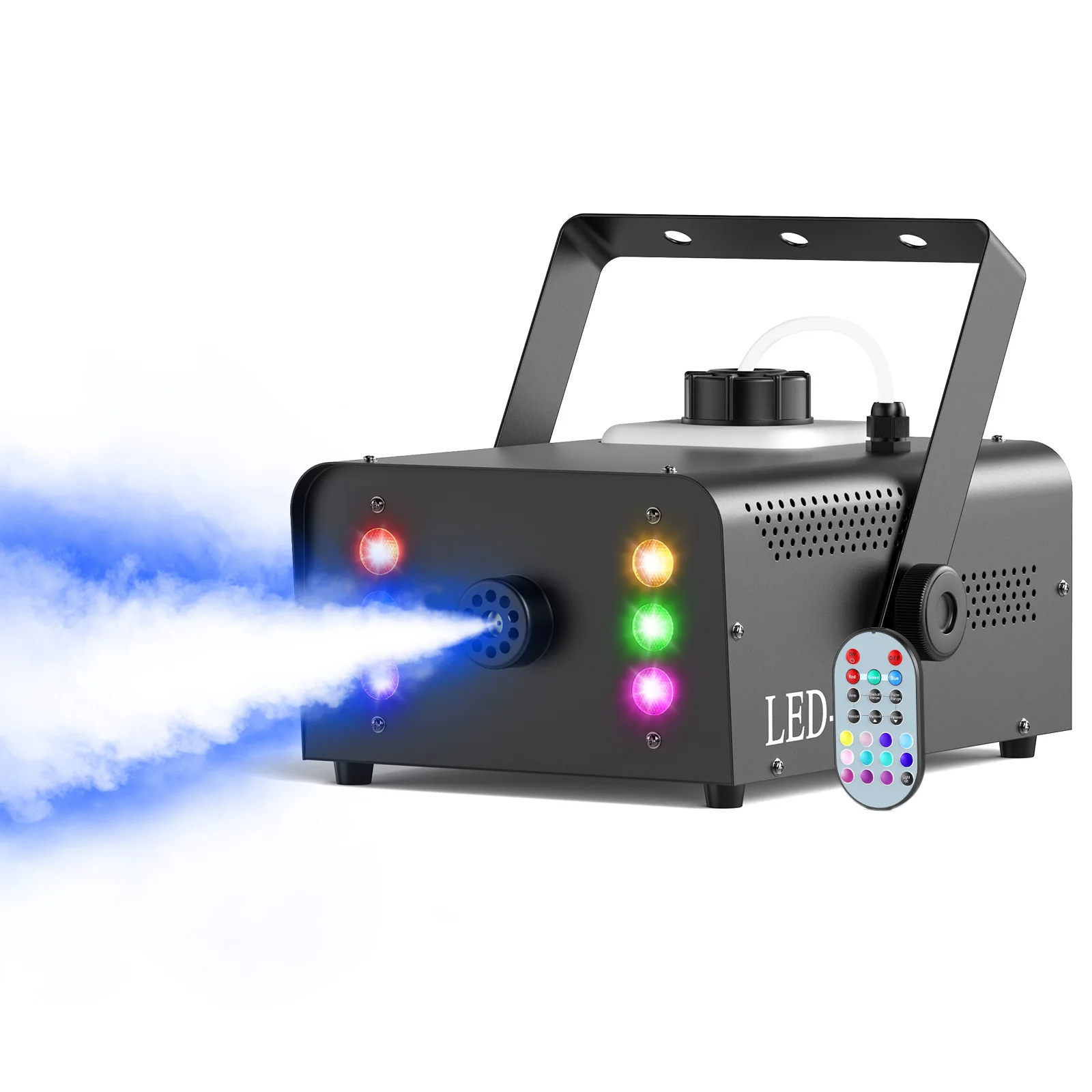 

DayFlicker 1500W Smoke Machine DJ Stage Nightclub Party Show Concert Bar Fogger Effect RGB 6 LED Multi Color With Remote Control