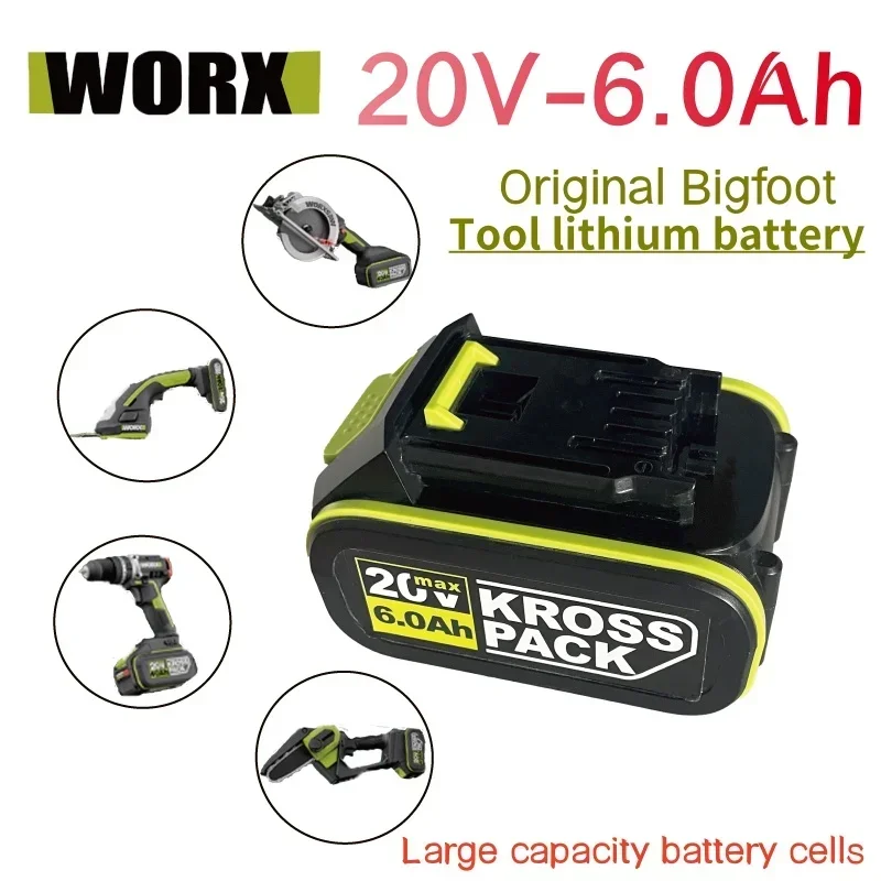 Replace Worx original Bigfoot universal, 20V tool lithium battery, 6.0Ah large capacity battery WA3016