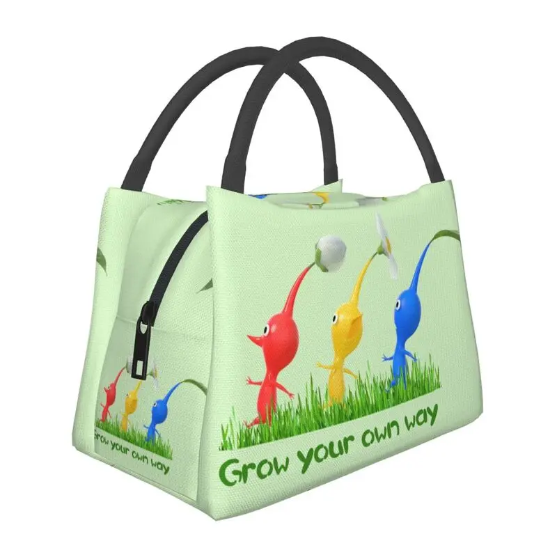 

Plant Creature Cartoon Video Game Pikmin Insulated Lunch Bag for Work Office Leakproof Thermal Cooler Lunch Box Women