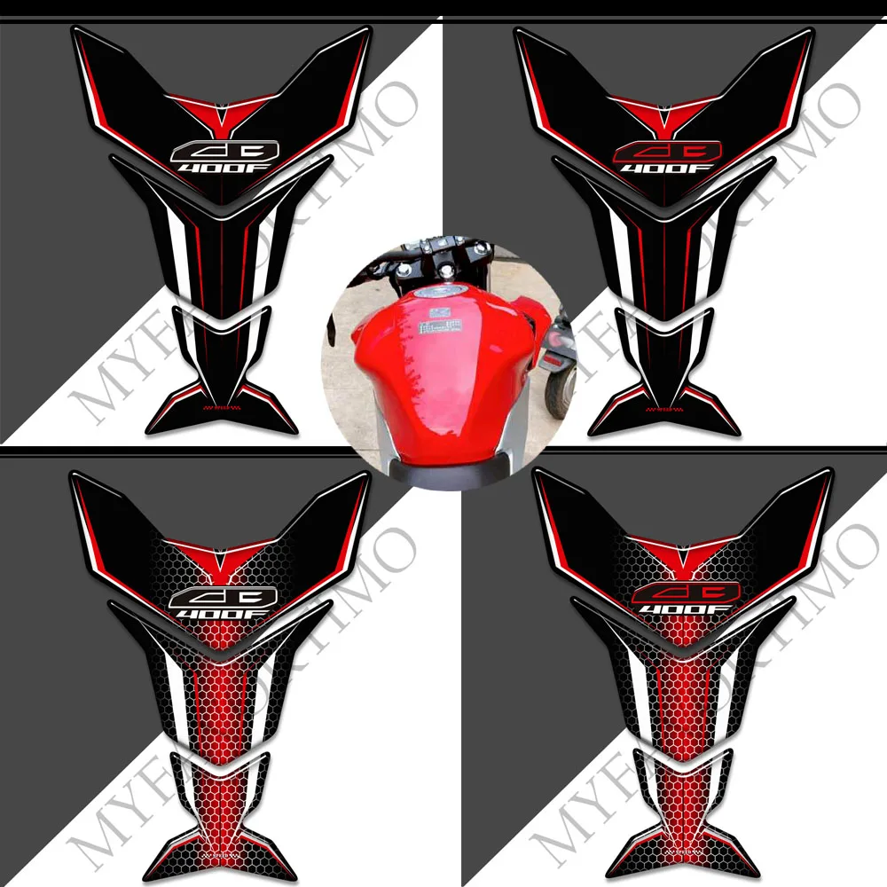 

For Honda CB400F CB 400F 400 F Motorcycle Tank Pad Decals Gas Fuel Oil Kit Knee Fish Bone Emblem Logo 3D Stickers Protector