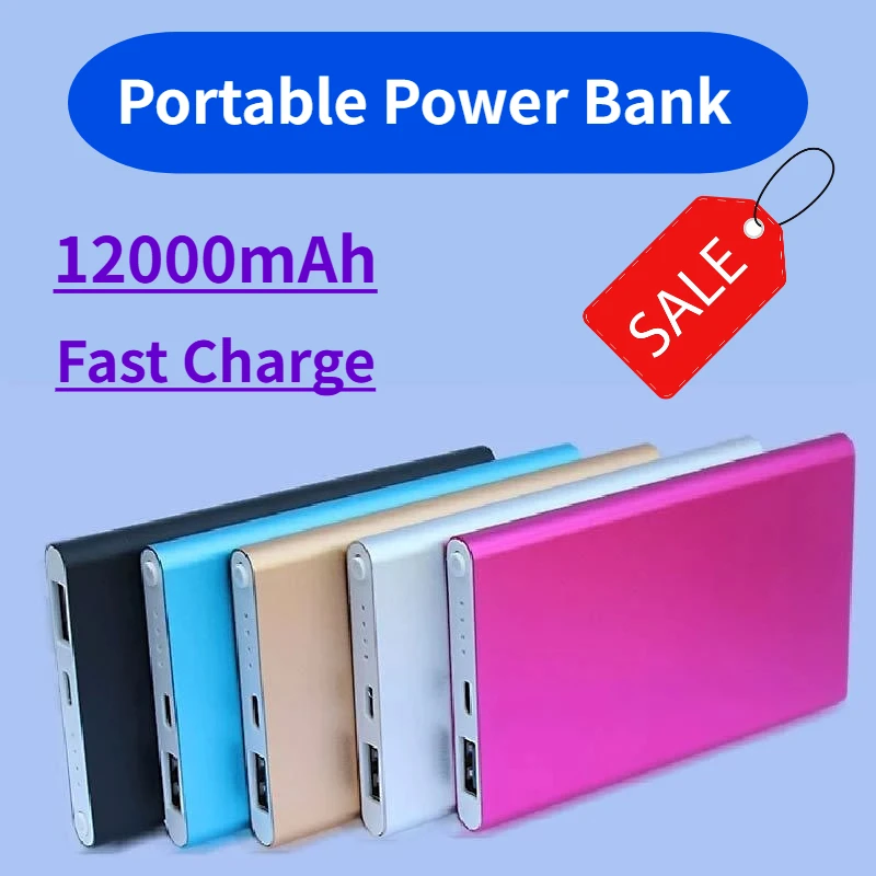 

12000mAh Portable Power Bank Ultra-thin Fast Charger External Backup Battery