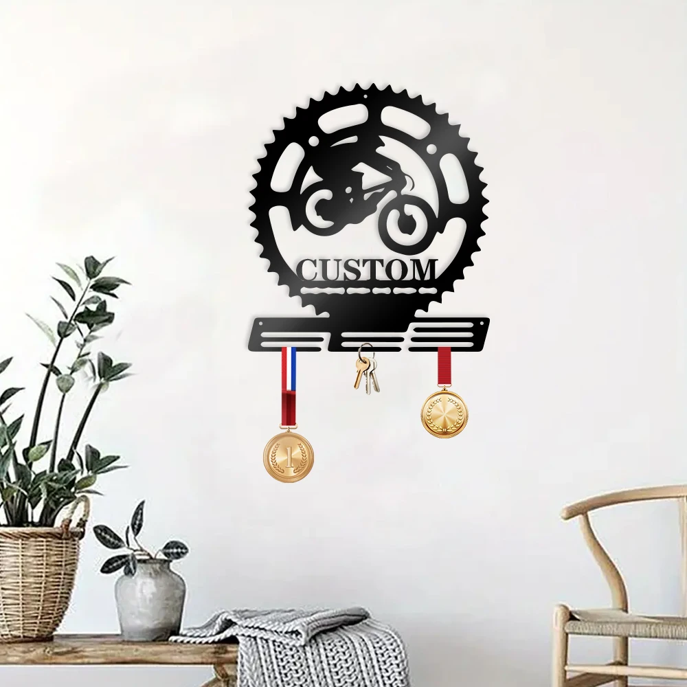 

1pc cool bike sport Customized Name Iron Key Holder Iron Hanger For Hanging Coats Hats Towels