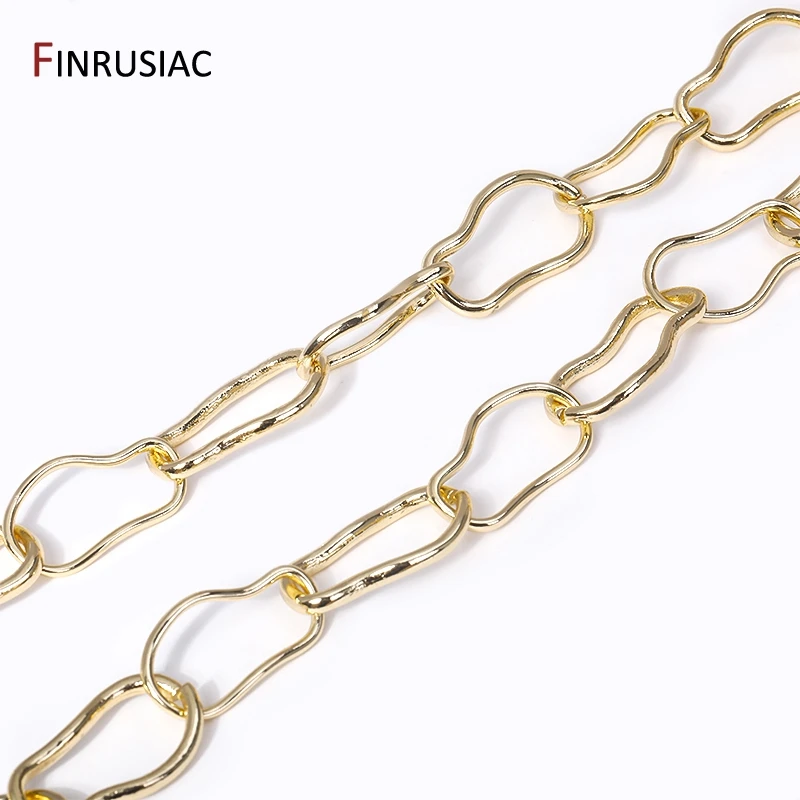 New Trendy 14K Gold Plated Brass Irregular Chains For DIY Jewelry Making Supplies, Handmade Jewelry Craft Findings Accessories