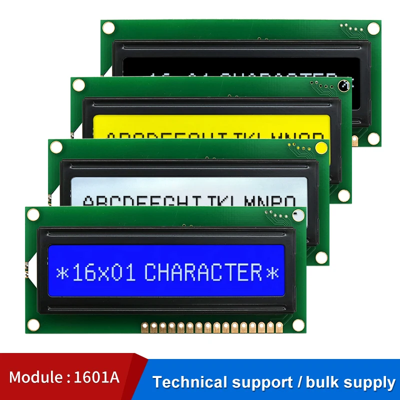 

1601 LCD black and white screen AIP31066 driver parallel communication character LCD module, yellow green/blue/gray/black