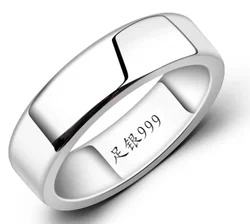 6mm/ 8mm 999 real silver rings for lovers pure silver finger rings  big size 13 customized rings free engraving letters